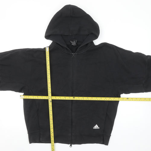 Adidas Women's Black Full Zip Hoodie Size 12 Cotton Blend