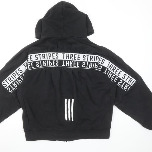 Adidas Women's Black Full Zip Hoodie Size 12 Cotton Blend