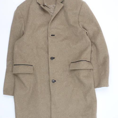Topman Beige Wool Blend Long Overcoat Unisex Adults 2XL Classic Style