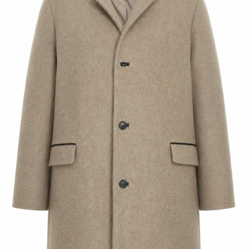 Topman Beige Wool Blend Long Overcoat Unisex Adults 2XL Classic Style