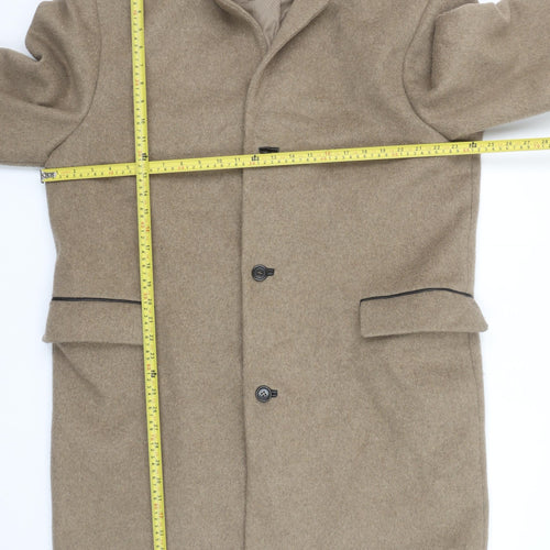 Topman Beige Wool Blend Long Overcoat Unisex Adults 2XL Classic Style