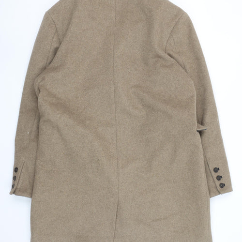 Topman Beige Wool Blend Long Overcoat Unisex Adults 2XL Classic Style