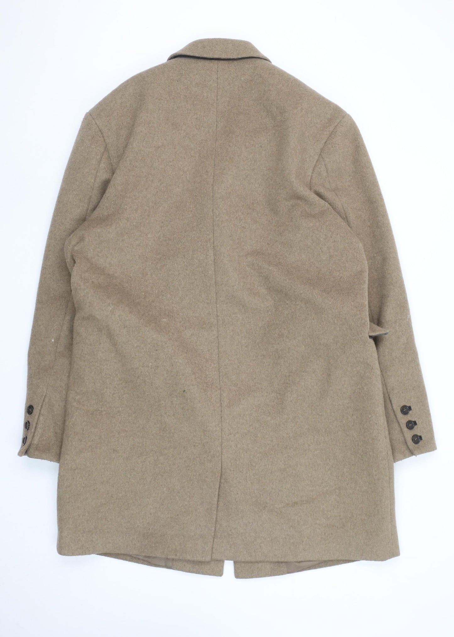 Topman Beige Wool Blend Long Overcoat Unisex Adults 2XL Classic Style