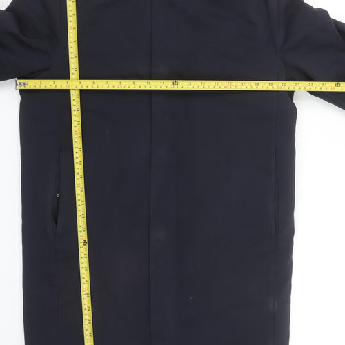 COS Men's Blue Hooded Parka Coat L Cotton Blend Lined