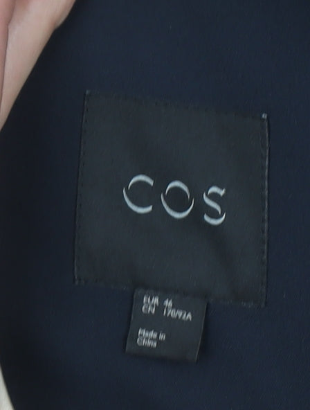 COS Men's Blue Hooded Parka Coat L Cotton Blend Lined