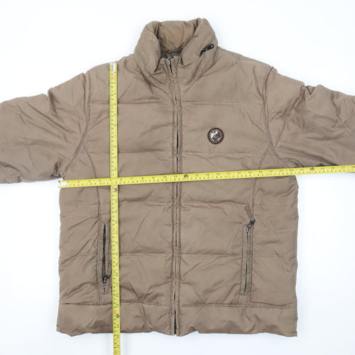 Abrams Men's Brown Puffer Jacket S Down Fill Winter Coat