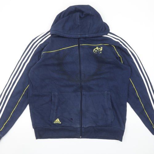 Adidas Mens Blue Full Zip Hoodie L Sports Logo Jacket