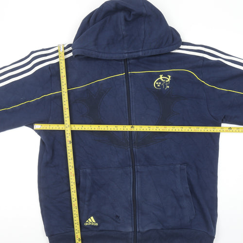 Adidas Mens Blue Full Zip Hoodie L Sports Logo Jacket