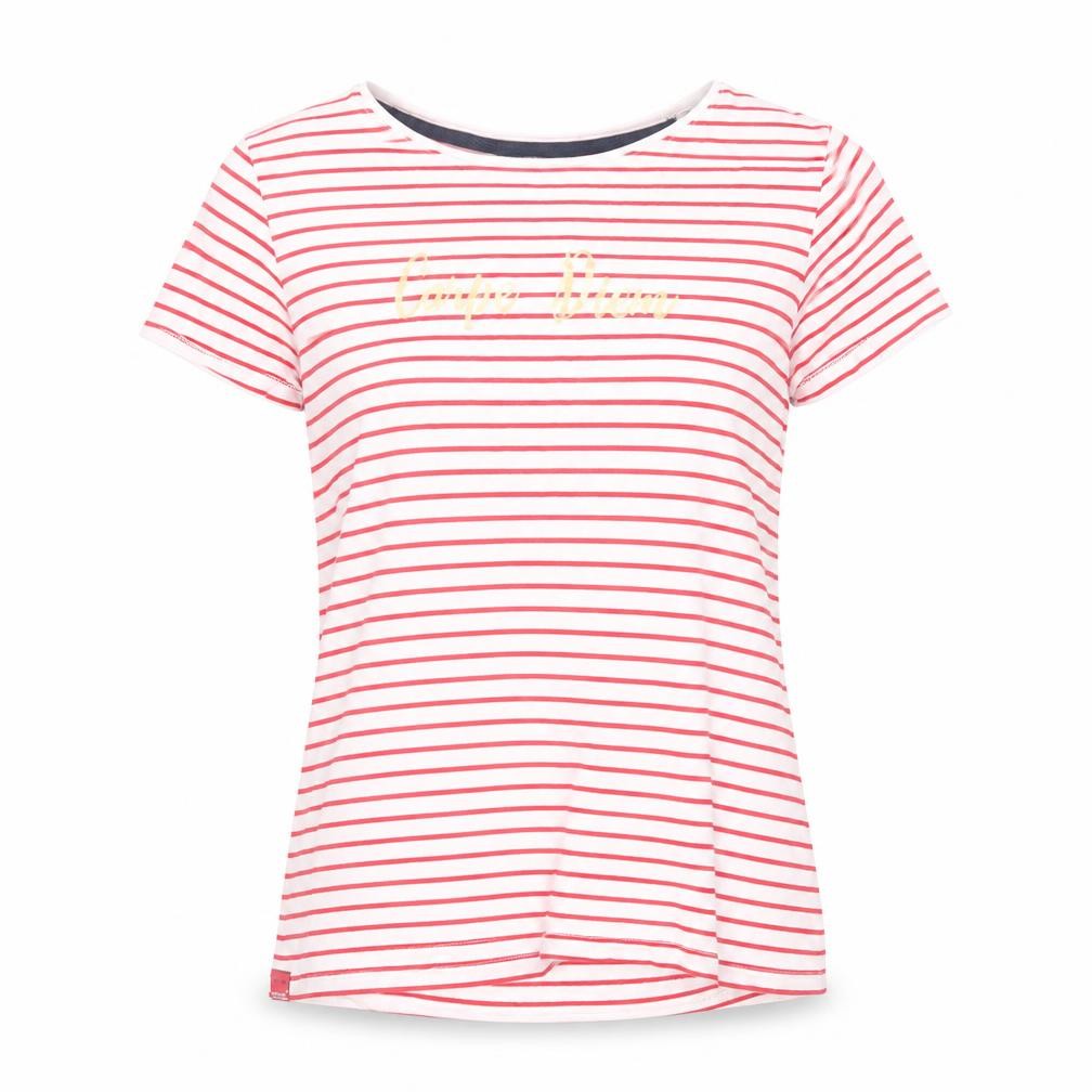 Regatta Womens White Red Striped Cotton T-Shirt Size 12