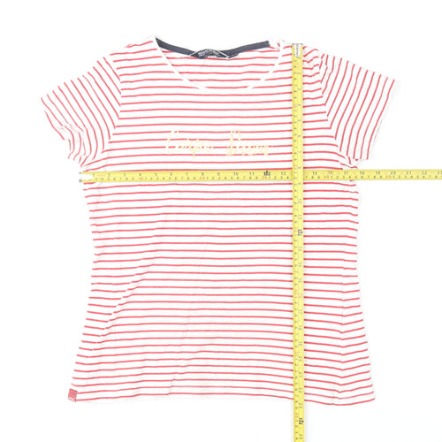 Regatta Womens White Red Striped Cotton T-Shirt Size 12