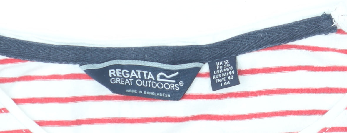 Regatta Womens White Red Striped Cotton T-Shirt Size 12