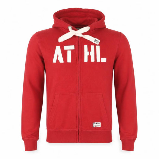 Front view of Domyos Men's Red Full Zip Hoodie XS Sports Fleece Sweatshirt