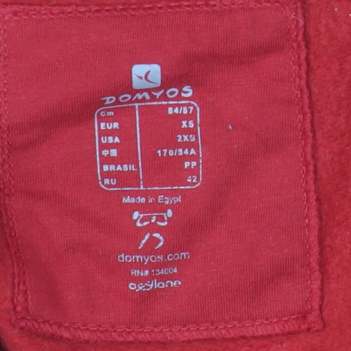 Domyos Men's Red Full Zip Hoodie XS Sports Fleece Sweatshirt