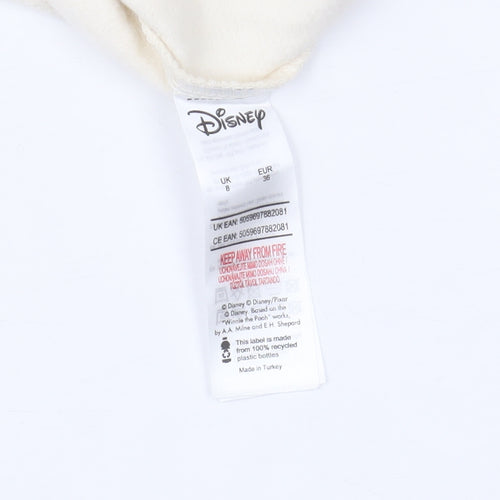 Disney F&F Women Beige Sequin Mickey Sweatshirt UK 8 Cotton Crew Neck