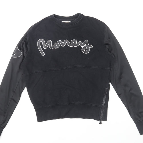 Money Black Cotton Pullover Sweatshirt Women Small Graphic Logo