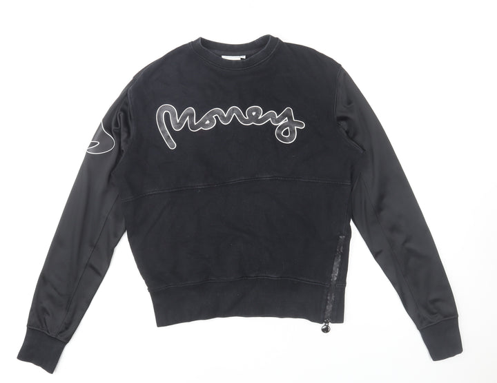 Money Black Cotton Pullover Sweatshirt Women Small Graphic Logo