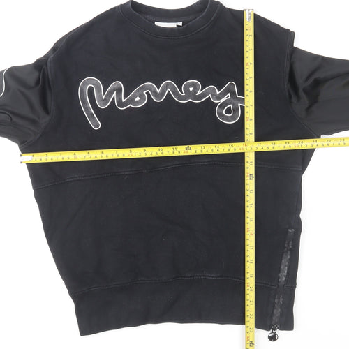 Money Black Cotton Pullover Sweatshirt Women Small Graphic Logo