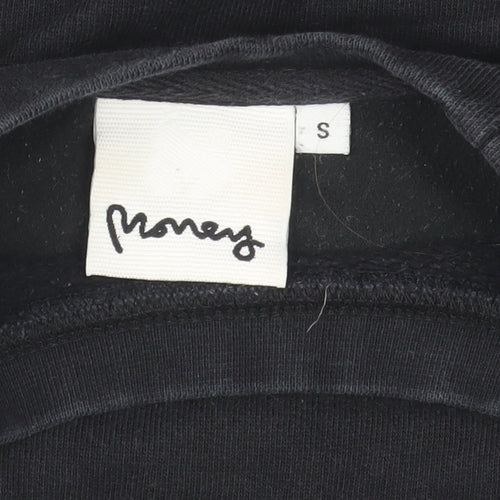 Money Black Cotton Pullover Sweatshirt Women Small Graphic Logo