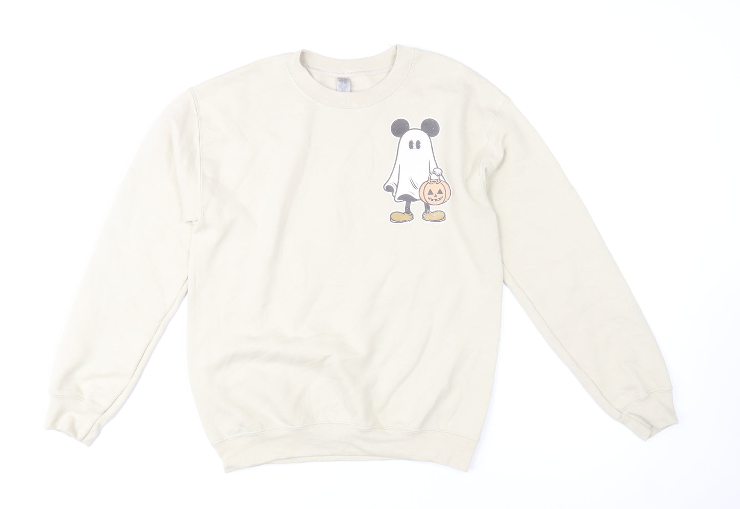 Disney Women Beige Halloween Mickey Mouse Sweatshirt Small