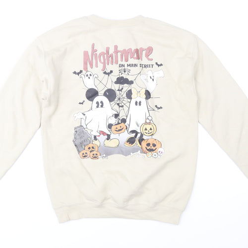 Disney Women Beige Halloween Mickey Mouse Sweatshirt Small