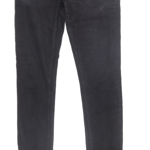 FSBN Men's Black Slim Fit Denim Jeans 33W 32L Skinny Style