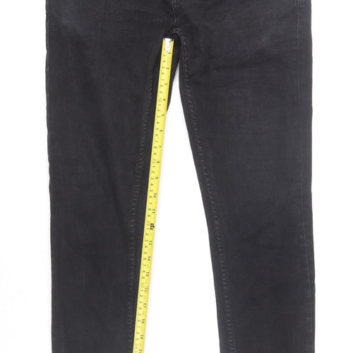 FSBN Men's Black Slim Fit Denim Jeans 33W 32L Skinny Style