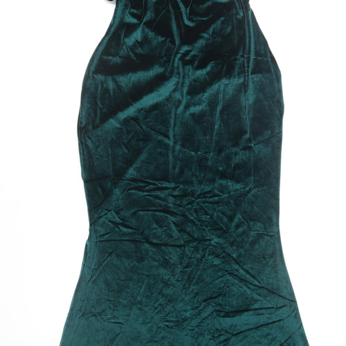 PrettyLittleThing Women’s Green Velvet Long Slip Dress Size 14