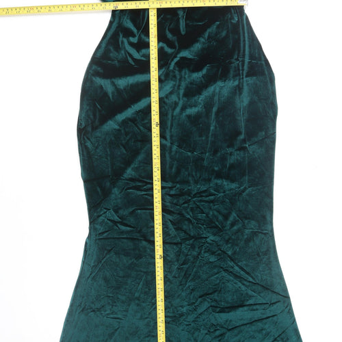 PrettyLittleThing Women’s Green Velvet Long Slip Dress Size 14