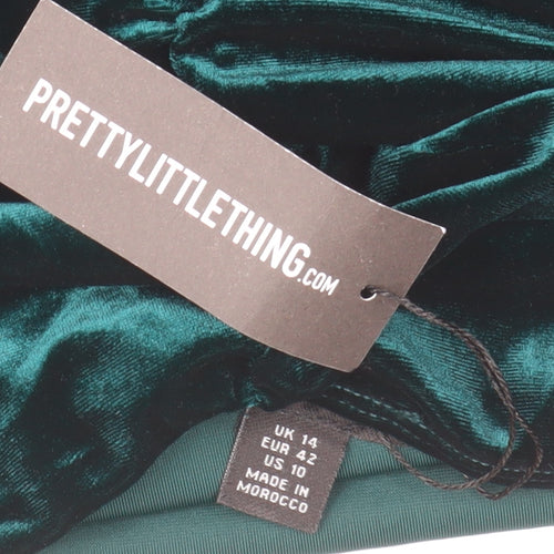 PrettyLittleThing Women’s Green Velvet Long Slip Dress Size 14