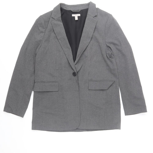 H&M Men’s Grey Blazer Jacket Size M Regular Fit Polyester Mix