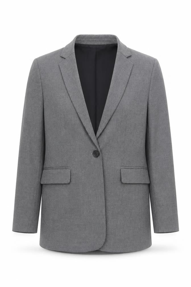 Front view of H&M Men’s Grey Blazer Jacket, size M, Regular Fit Polyester Mix