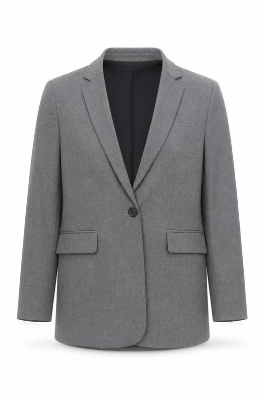 Front view of H&M Men’s Grey Blazer Jacket, size M, Regular Fit Polyester Mix