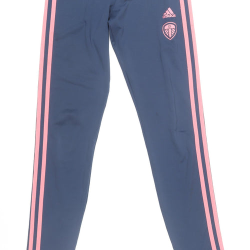 Adidas Girls Blue Pink Stripe Track Pants 13-14 Years 164cm Polyester