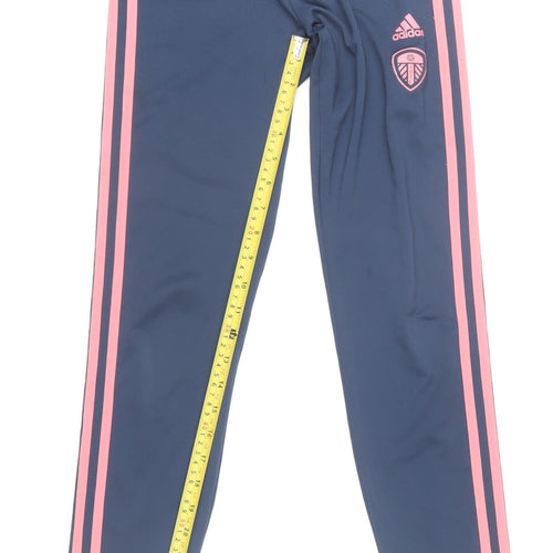 Adidas Girls Blue Pink Stripe Track Pants 13-14 Years 164cm Polyester