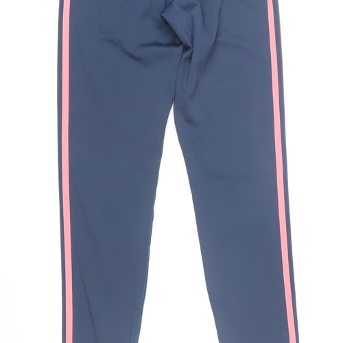 Adidas Girls Blue Pink Stripe Track Pants 13-14 Years 164cm Polyester