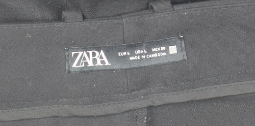 Zara Men Black L Chino Trousers Classic Fit Polyester Blend