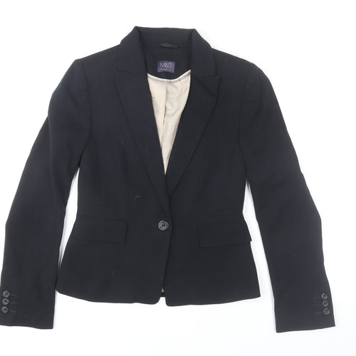 Marks and Spencer Women's Black Blazer Jacket Size 6 Slim Fit