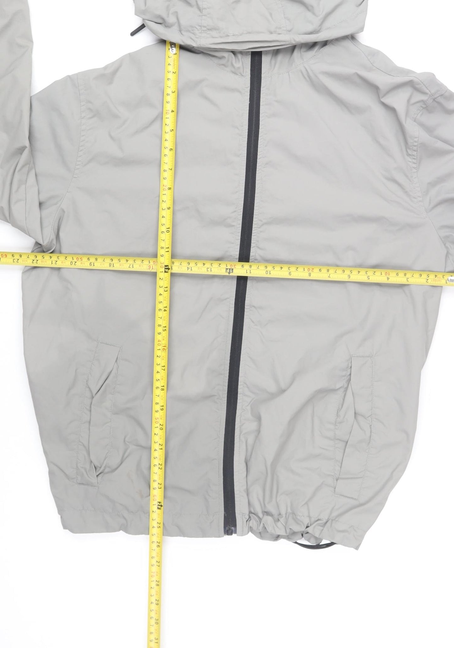 H&M Men's Grey Hooded Windbreaker Jacket Size M Regular Fit