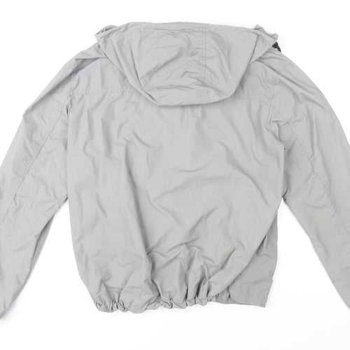 H&M Men's Grey Hooded Windbreaker Jacket Size M Regular Fit