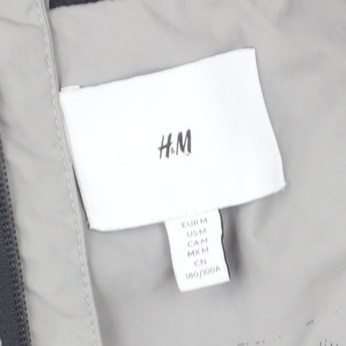 H&M Men's Grey Hooded Windbreaker Jacket Size M Regular Fit