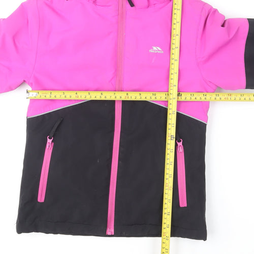 Trespass Girls Pink Black Waterproof Hooded Puffer Jacket Age 5-6 Years