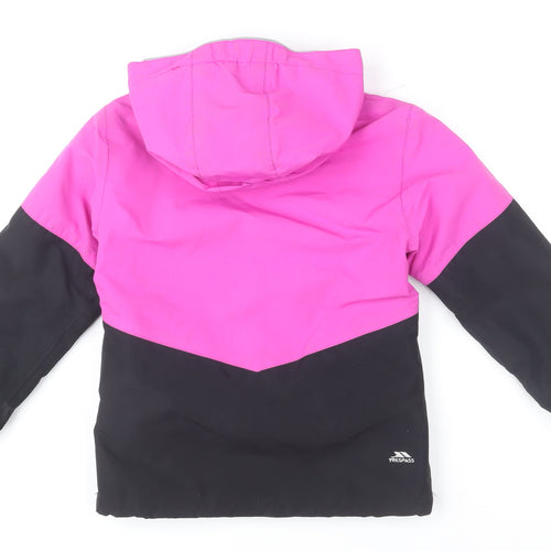 Trespass Girls Pink Black Waterproof Hooded Puffer Jacket Age 5-6 Years