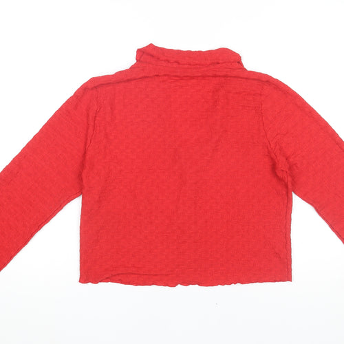 Monki Women’s Red Cropped Button-Up Long Sleeve Top Size 12