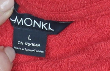 Monki Women’s Red Cropped Button-Up Long Sleeve Top Size 12