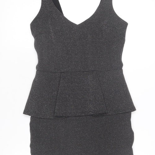 River Island Women’s Black Peplum Bodycon Party Dress Size 8