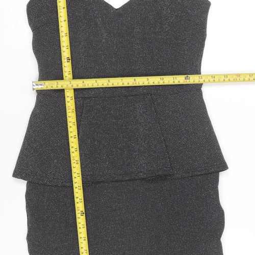 River Island Women’s Black Peplum Bodycon Party Dress Size 8