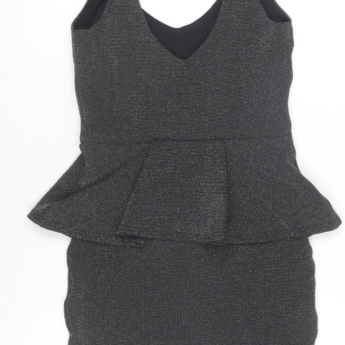 River Island Women’s Black Peplum Bodycon Party Dress Size 8