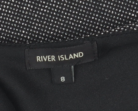 River Island Women’s Black Peplum Bodycon Party Dress Size 8