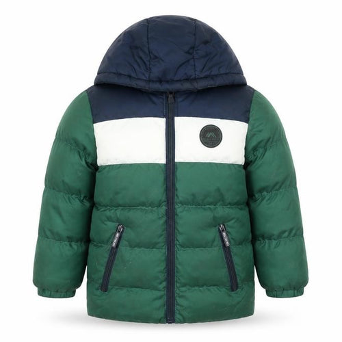 Tokyo Laundry Boys Green Colourblock Hooded Puffer Jacket 5-6 Years