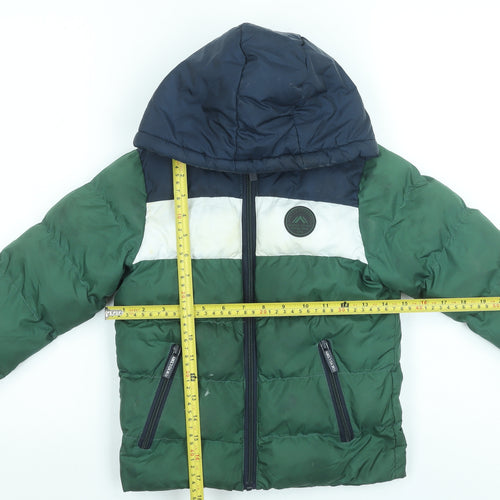 Tokyo Laundry Boys Green Colourblock Hooded Puffer Jacket 5-6 Years